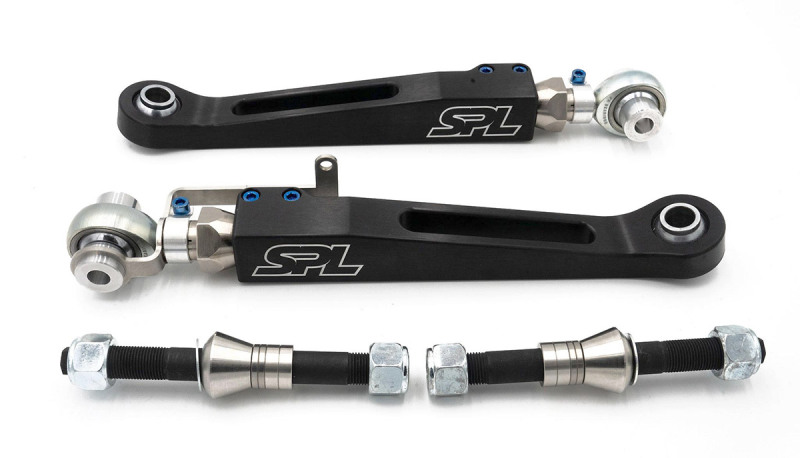 BMW M3 Lower Control Arms - Front - SPL Parts - Adjustable, Electroless Nickel Plated, Titanium Hardware - Blue - `22-`27